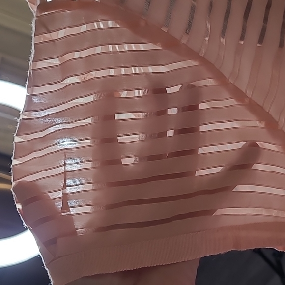 Talbots Peach Sheer Striped Blouse with Peach Lining and Keyhole Back - Picture 3 of 10